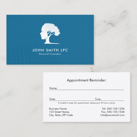 Blue Creative Psychologist Persönlicher Berater Terminkarte (Vorne/Hinten)