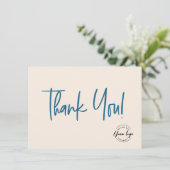 Blue Creme Black Company Logo Social Vielen Dank Dankeskarte (Stehend Vorderseite)