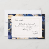 Blue Creme Blume Bridesmaid Card Einladung (Rückseite)