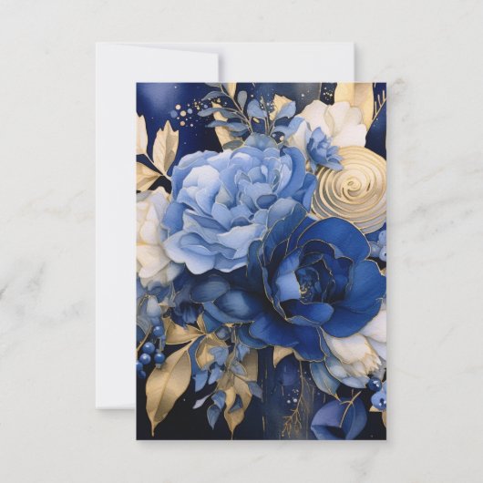 Blue Creme Blume Probe Abendessen Einladung (Rückseite)