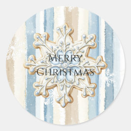 Blue Creme Christmas Snowflake Runder Aufkleber