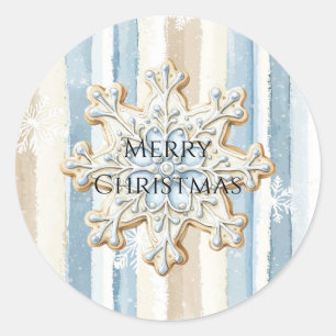 Blue Creme Christmas Snowflake Runder Aufkleber