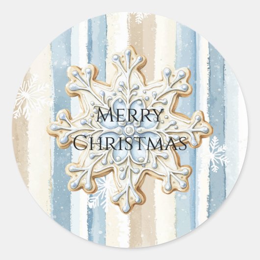 Blue Creme Christmas Snowflake Runder Aufkleber (Vorderseite)