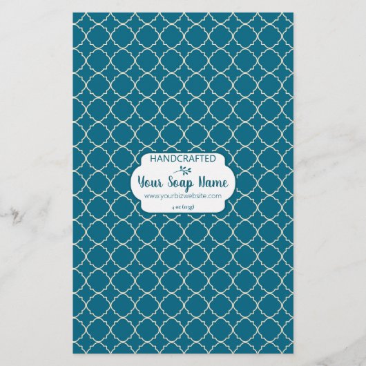 Blue & Creme Quatrefolie Design Seifenspulpapier (Vorderseite)