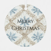 Blue Creme Weihnachten Schneeflocken Ornament Aus Metall (Vorderseite)