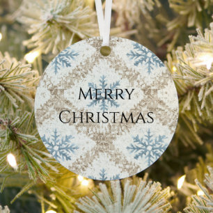 Blue Creme Weihnachten Schneeflocken Ornament Aus Metall