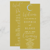 Blue Crescent Moon Celestial Gold Wedding Program (Vorne/Hinten)