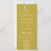 Blue Crescent Moon Celestial Gold Wedding Program (Vorderseite)