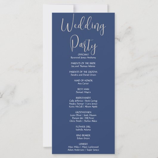 Blue Crescent Moon Dark Blue Wedding Program (Rückseite)