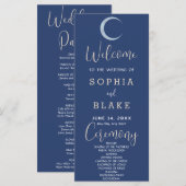 Blue Crescent Moon Dark Blue Wedding Program (Vorne/Hinten)