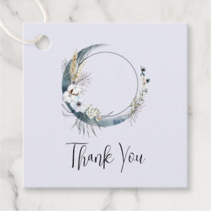 Blue Crescent Moon mit weißen Blume Danke Geschenkanhänger