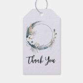 Blue Crescent Moon mit weißen Blume Danke Geschenkanhänger (Rückseite)
