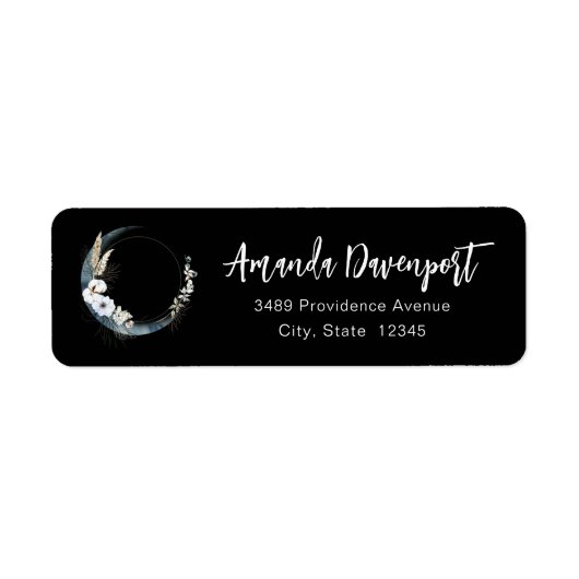 Blue Crescent Moon mit White Blume Adresse (Vorne)