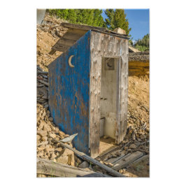 Blue Crescent Moon Outhouse - Privy Fotodruck