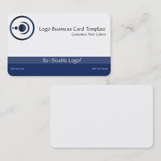 Blue Crescent Moon & Planets Logo Visitenkarte (Vorne/Hinten)