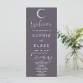 Blue Crescent Moon Smoke Gray Wedding Programm (Stehend Vorderseite)