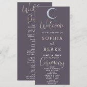 Blue Crescent Moon Smoke Gray Wedding Programm (Vorne/Hinten)