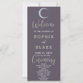 Blue Crescent Moon Smoke Gray Wedding Programm (Vorderseite)