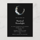 Blue Crescent Moon White Blume Halloween-Party Einladungspostkarte (Vorderseite)