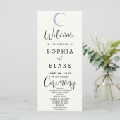 Blue Crescent Moon White Cream Hochzeitsprogramm (Stehend Vorderseite)