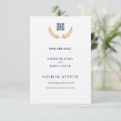 Blue Crest Hochzeit Save The Date (Stehend Vorderseite)
