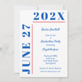 Blue & Crimson Graduation Party Einladung (Vorderseite)