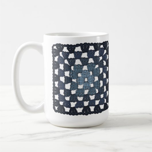 Blue Crochet Granny Square Coffee Mug Kaffeetasse (Links)