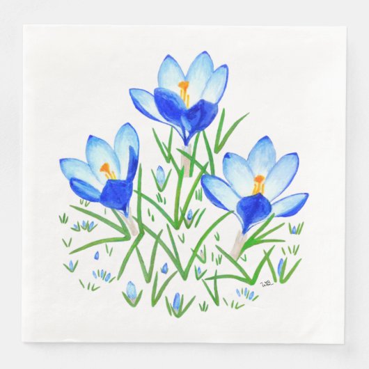 Blue Crocus Blume Serviette (Vorderseite)