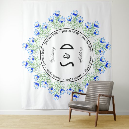 Blue Crocus Large Wedding Background Wandteppich (Beispiel)