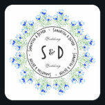 Blue Crocus Round Sticker<br><div class="desc">Stickers with beautiful blue crocus flower images. The background,  images and text can be personalized.  Original artwork by W.B.</div>