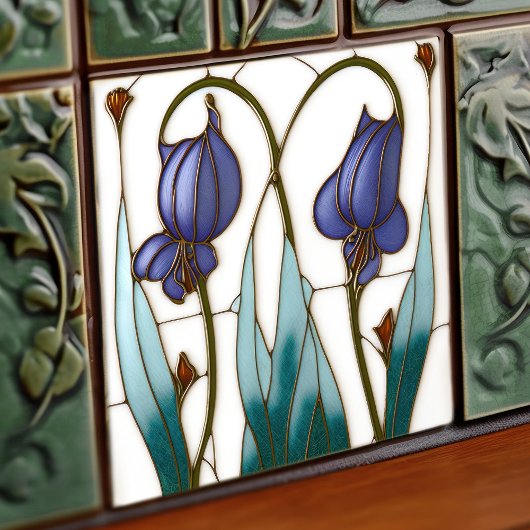 Blue Crocus Wall Deco Fliese
