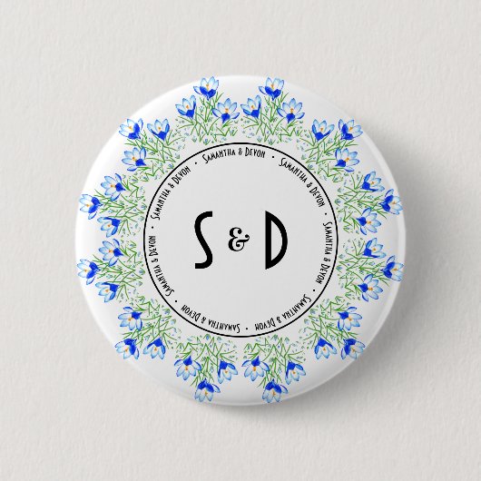 Blue Crocus Wedding Floor Decal Button (Vorderseite)