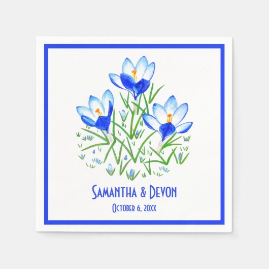 Blue Crocus Wedding Serviette (Vorderseite)