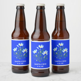 Blue Crocuses Wedding Beer Lables Bierflaschenetikett