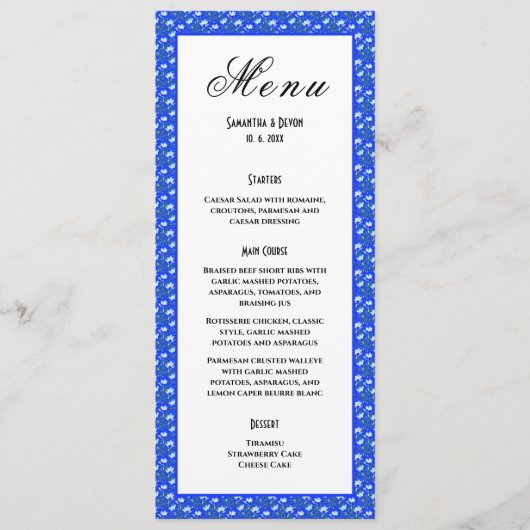 Blue Crocuses Wedding Menükarte (Vorderseite)