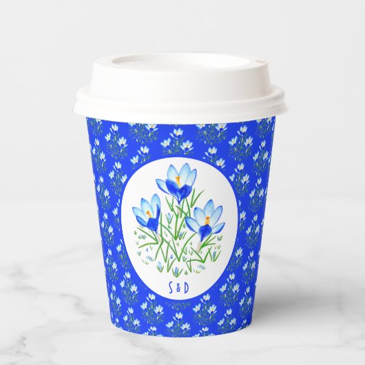 Blue Crocuses Wedding Pappbecher (Vorderseite)