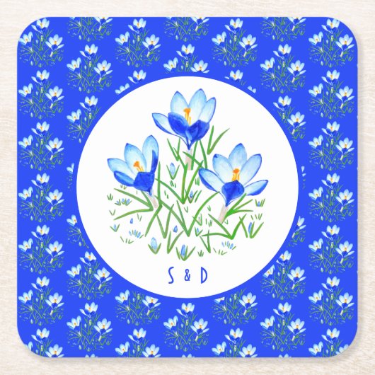 Blue Crocuses Wedding Rechteckiger Pappuntersetzer (Vorderseite)