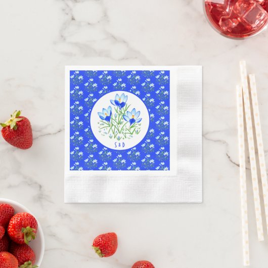 Blue Crocuses Wedding Serviette (Beispiel)