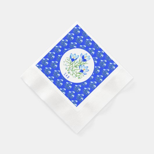 Blue Crocuses Wedding Serviette (Ecke)