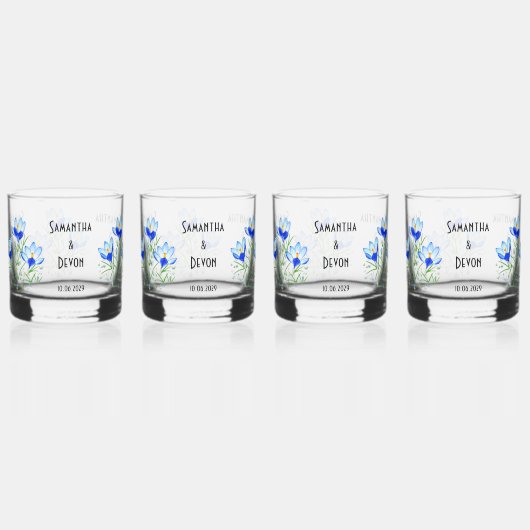 Blue Crocuses Whiskey Glasses Whiskyglas (Vorderseite)