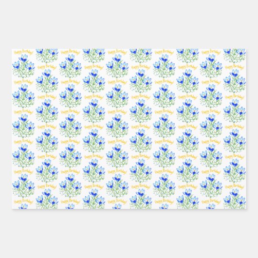 Blue Crocuses Wrapping Paper Sheets Geschenkpapier Set (Vorderseite 3)