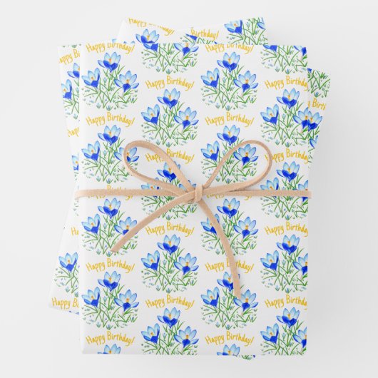 Blue Crocuses Wrapping Paper Sheets Geschenkpapier Set (Beispiel)