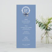 Blue Croquette Inspirierte Wedelmenükarte Menükarte (Stehend Vorderseite)