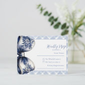 Blue Croquette Postcard RSVP Card Einladungspostkarte (Stehend Vorderseite)