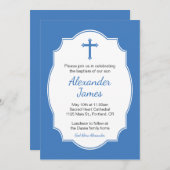 Blue Cross Baby Baptisse Christening Einladung (Vorne/Hinten)