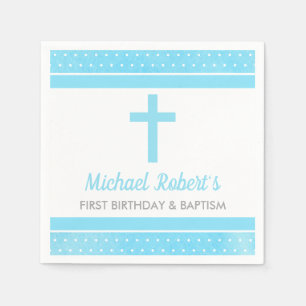 Blue Cross Boy Baby Taufe Erster Geburtstag Serviette