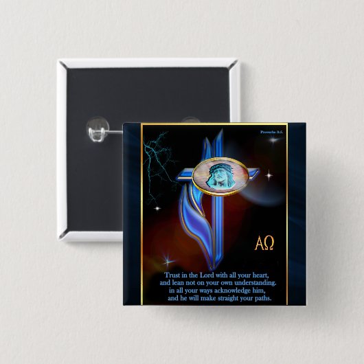 Blue Cross Christlich Scripting Button (Vorne & Hinten)