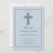 Blue Cross First Communion Invitation Einladung (Vorderseite)