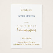 Blue cross First Communion remembrance card (Rückseite)