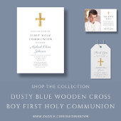 Blue Cross Religious Boy First Heilige Kommunion Einladung